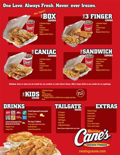 raising cans menu|printable raising cane's menu.